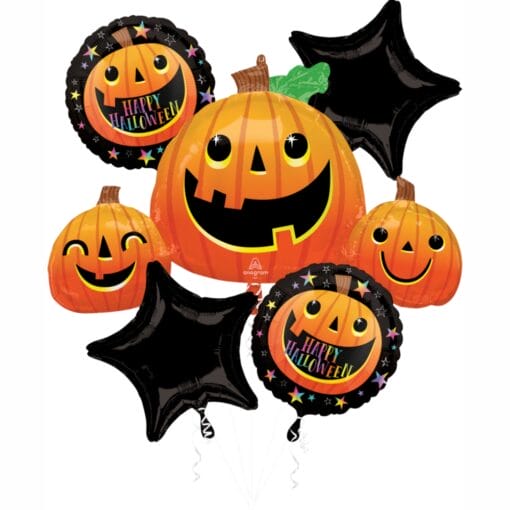 Bqt Smiley Halloween Pumpkins Balloons 5Pcs