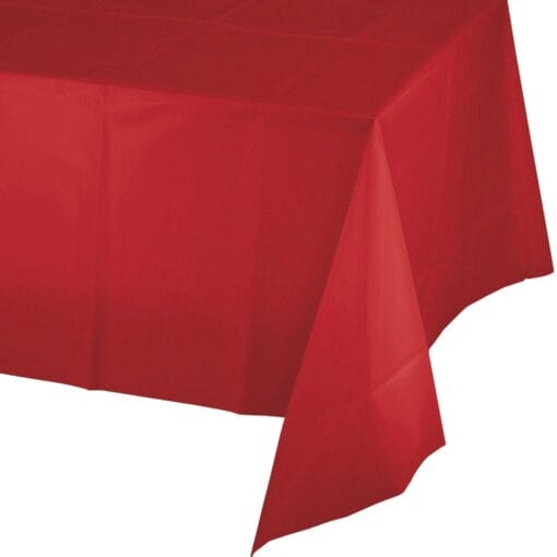 Red Premium Plastic Tablecover 0.075Mm 54&Quot;X108&Quot;