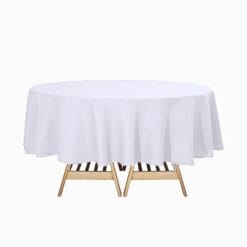White Fabric Tablecloth Round 96"