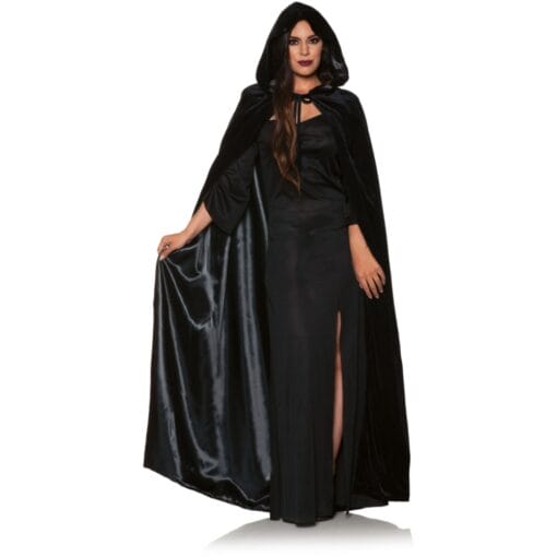 Cape With Velvet Hood And Lining, Black