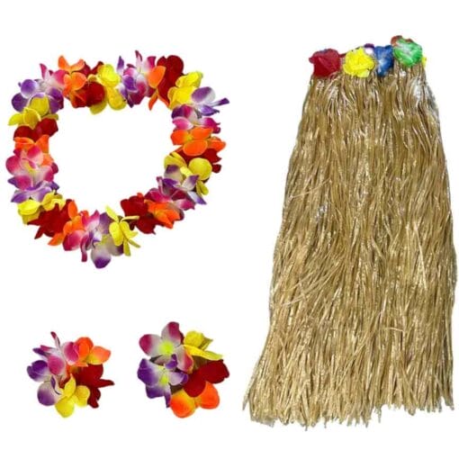 Hawaiian Accessory Kit Skirt, Lei, Wrist