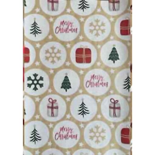 Christmas Icons On Kraft Wrapping Paper 24&Quot;X50'