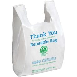 Duro Bag Thank You Reusable Plas-T-Sak Carry-Out Bags, White 500ct