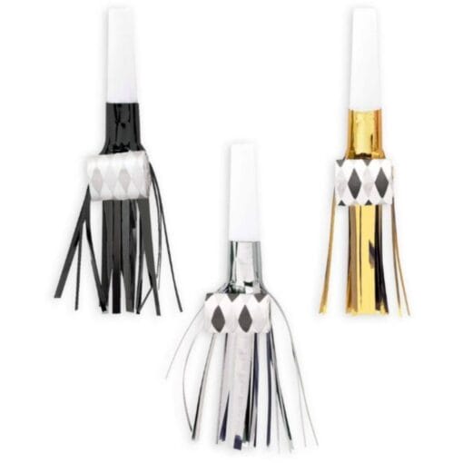 Black-Silver-Gold Fringed Blowouts 24Ct
