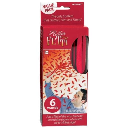 Flutter Fetti Confetti Sticks Red 6Ct