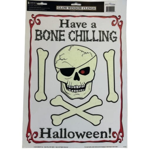 Glow-In-The-Dark Window Cling Skull/Bones