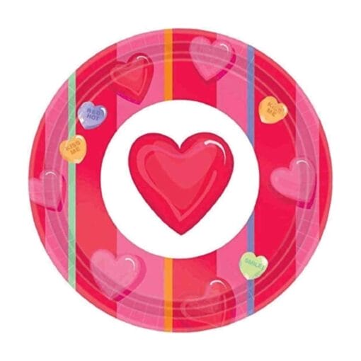 Candy Hearts Plates 7&Quot; 8Ct