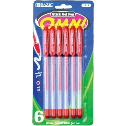 Omni Red Stick Gel Pen 6Pk
