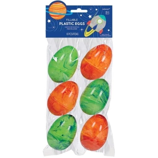 Easter Eggs Fillable Space Swirl Large 6Ct