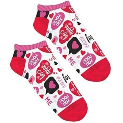 Valentines Phrase No Show Socks