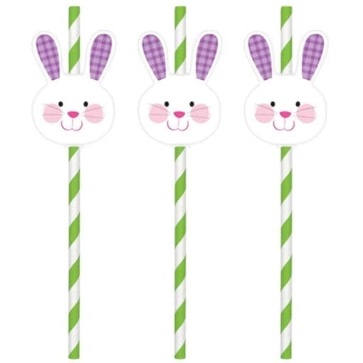Easter Bunny Paper Straws 12Ct
