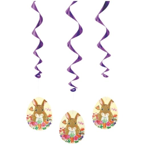 Easter Bunny Floral Hanging Swirls 26&Quot;L 3Ct