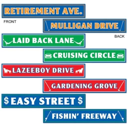 Retirement Street Sign Cutouts 4Pcs