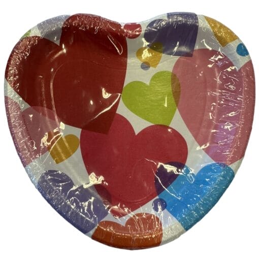 Valentines Colorful Hearts Plates 7&Quot; 8Ct