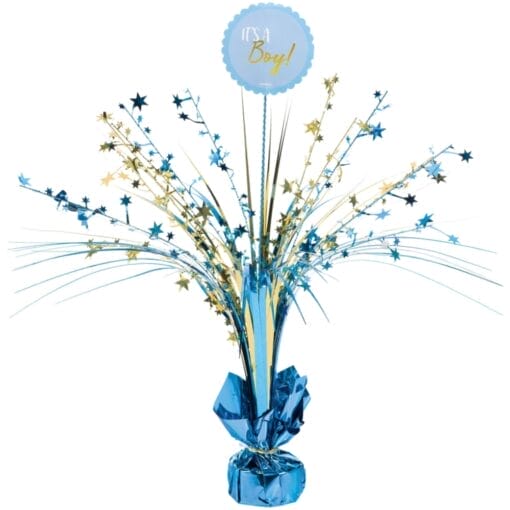 It'S A Boy Blue &Amp; Gold Spray Centerpiece 18&Quot;