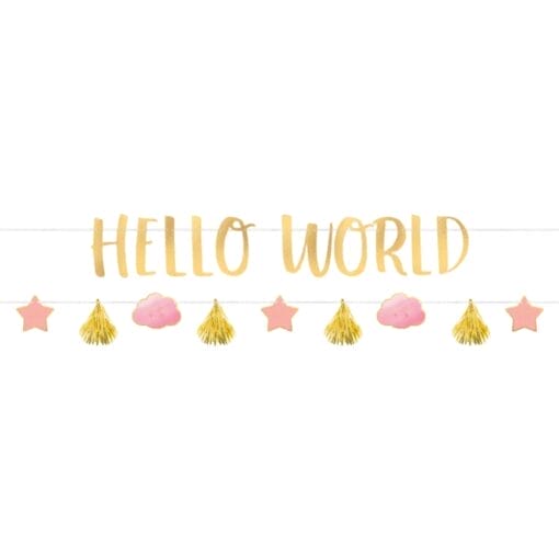 Hello World Baby Girl Banner Kit