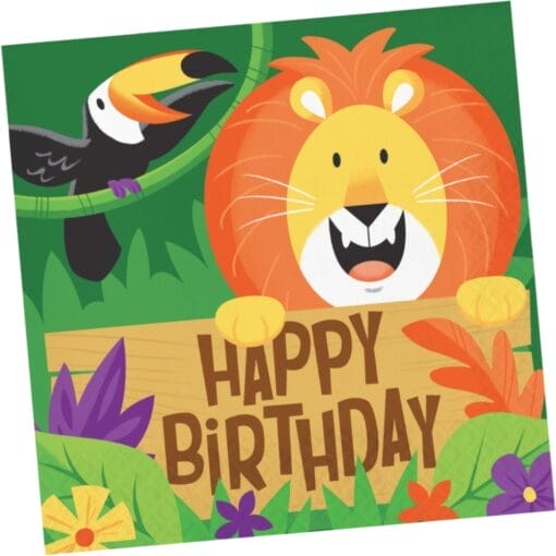 Jungle Safari Happy Birthday Napkins Lunch 16Ct