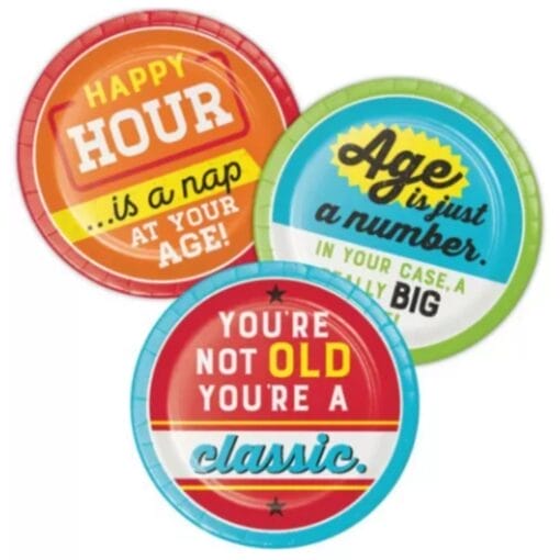 Age Humor Plates 7&Quot; 3 Astd Patterns 8Ct