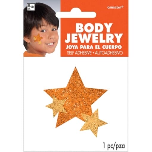 Orange Glitter Star Body Jewelry