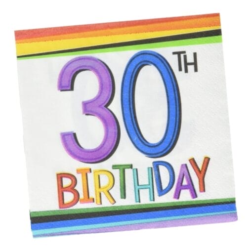 30Th Rainbow Birthday Bvg Napkins 16Ct