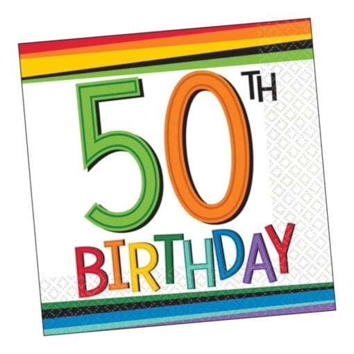 50Th Rainbow Birthday Beverage Napkins 16Ct