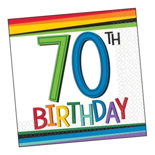70Th Rainbow Birthday Napkins Bvg 16Ct