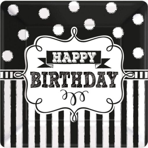 Chalkboard Birthday Plates 10&Quot; 8Ct