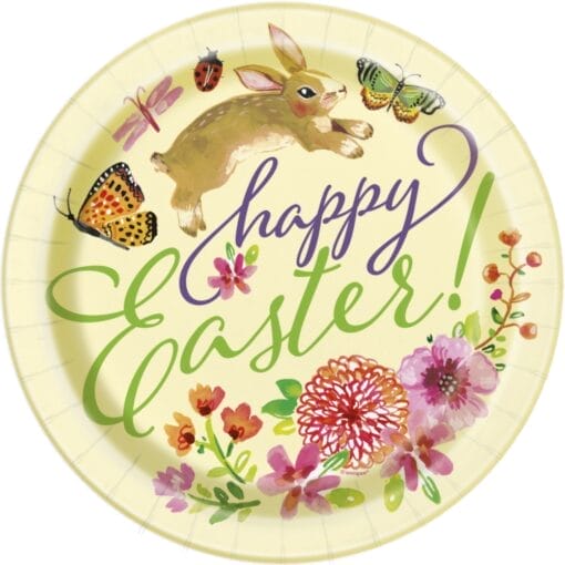 Floral Easter Bunny Plates 9&Quot; 8Ct