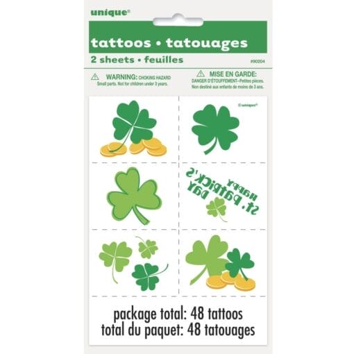 Shamrock Color Tattoo Sheets 2Ct