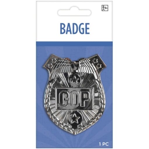 Police Badge Silver Plastic W/Pin