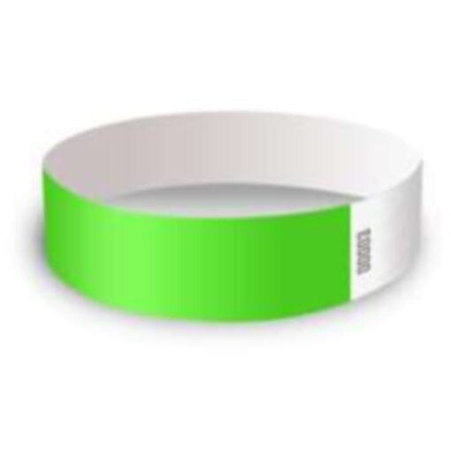 Wristbands Neon Lime 3/4&Quot; Tyvek 100Ct