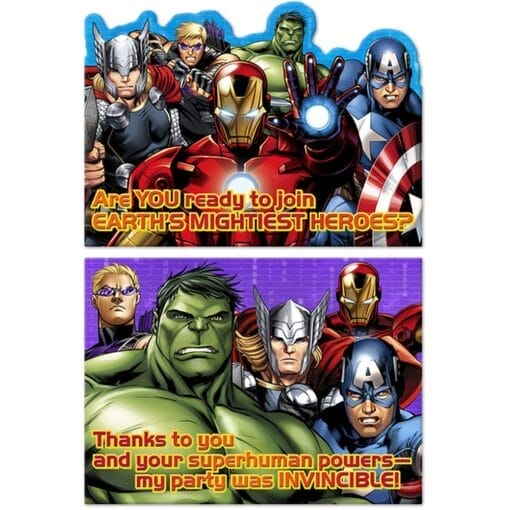 Avengers Assemble Invitations W/Ty 8Ct