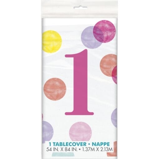 Pink Dots 1St Birthday Table Cover 54&Quot; X 84&Quot;