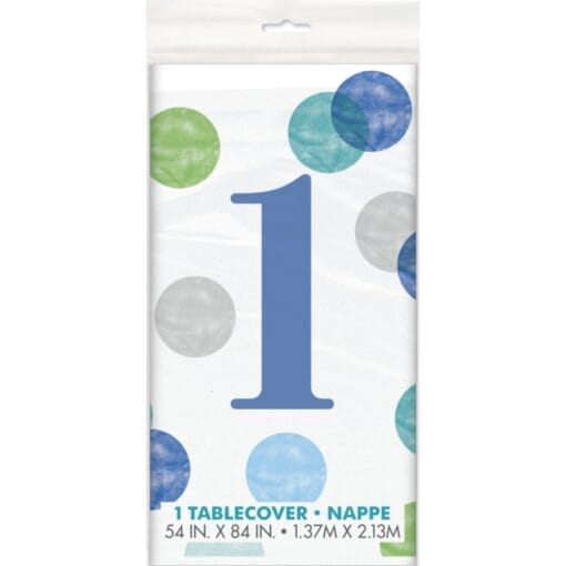 Blue Dots 1St Birthday Table Cover 54X84