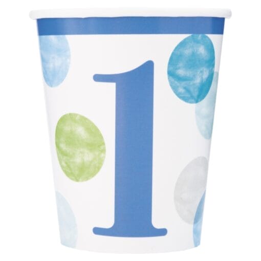 Blue Dots 1St Birthday Hot/Cold Cups 9Oz 8Ct