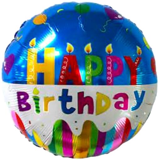 18&Quot; Rnd Happy Birthday Primary Candles Balloon