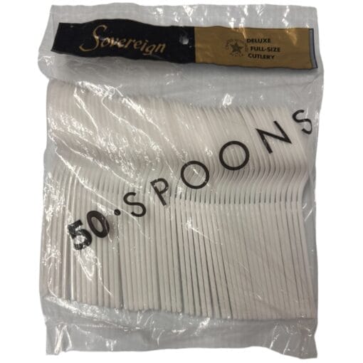 White Plastic Spoons Deluxe 50Ct