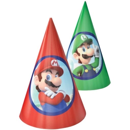 Super Mario Brothers™ Paper Cone Hats 8Ct