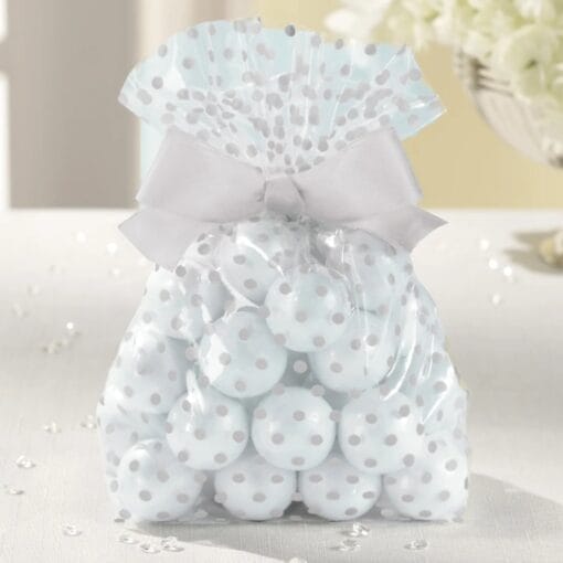 Clear Treat Bags W/White Dots &Amp; Bow