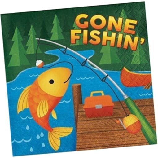 Camp Out Gone Fishin Napkins Lunch 16Ct