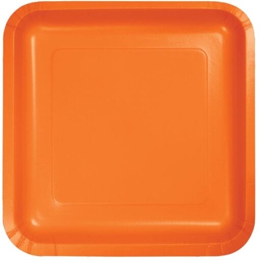 Orange Plate Paper Sqr 9&Quot; 18Ct