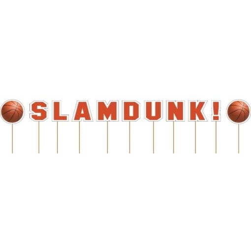 Slam Dunk Basketball Cupcake Picks 11Ct