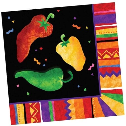 Festive Fiesta Napkins Beverage 3P 16Ct