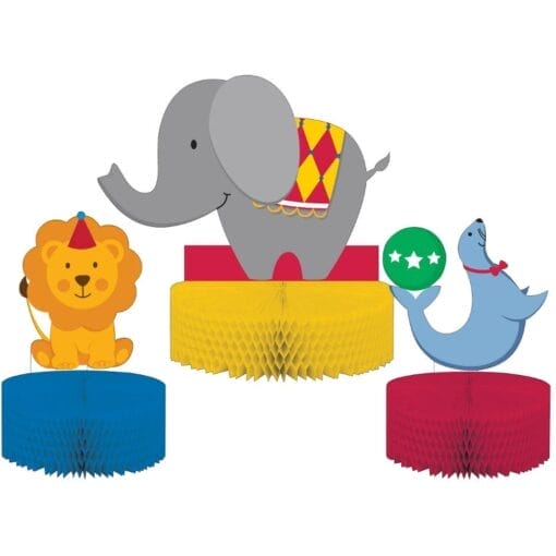 Circus Time Honeycomb Centerpieces 3Ct