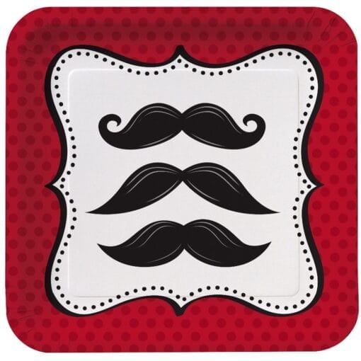 Mustache Madness Plates 7&Quot; Sqr 8Ct