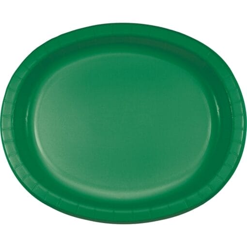 E Green Platter Oval Paper 10&Quot;X12&Quot; 8Ct