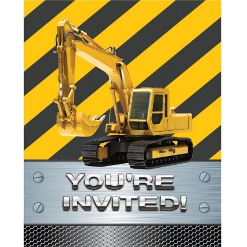 Construction Zone Bday Invitations 8Ct