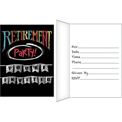 Retirement Chalk Invitations 8Ct