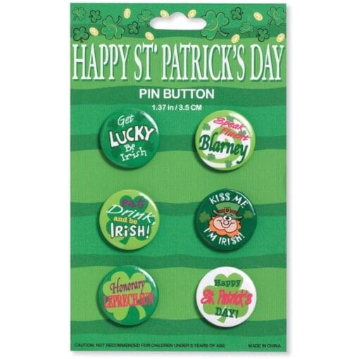 St. Patrick'S Day Buttons Metal 6Ct