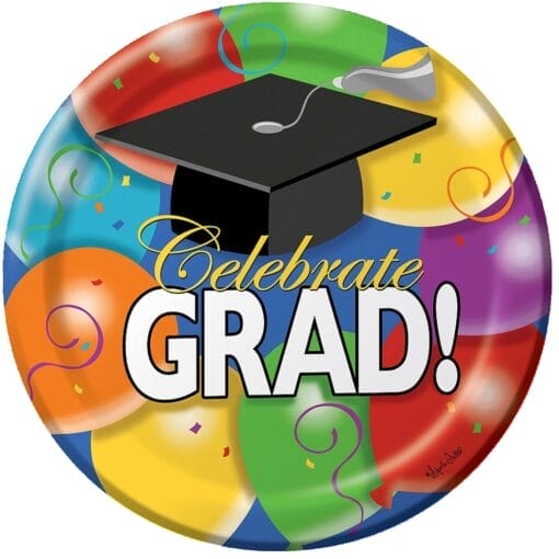 Grad Balloons Plates 7&Quot; 8Ct